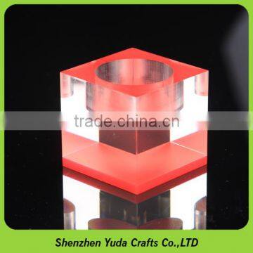 Milled Acrylic Candle Holder Cube Polished CNC Milling Acrylic Machining Cube Block