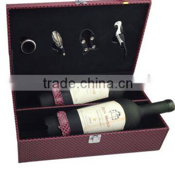 high quality two bottle artificial leather wine box