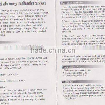 2.4W Solar Powered Bag Wholesale Backpack photo-2