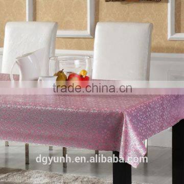 2015 Newest Hoted Sales Amazing Pretty Embossed Printing Pvc Tablecloth with straigh/waved/lace edge