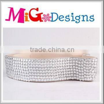 OEM Ceramic Shinny Silver Personalized Dog Bowls