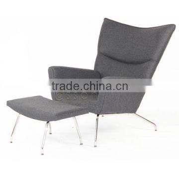 Wing Chair And Ottoman CH445#ABL0062/ottoman chair/modern wool chair/fabric wing chair