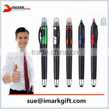 2 in 1 highlighter pen with stylus touch branded stylus pen