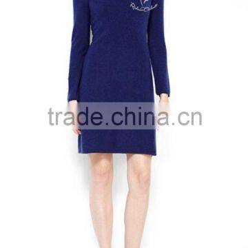 Women V-Neck Long Sweater Design Cashmere dress