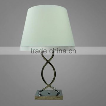 Chrome Plated Metal Base And Body With Fabric Lampshade Study Table Lamp Bedside Table Lamp