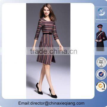 2016 Fashion Ladies Designer Stripes Maxi Dress Casual Stripes Dress for Women