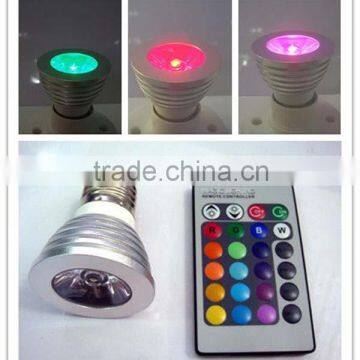 16 Colors changing RGB LED Lamp 3W E27 85-265V white light bulb RGB LED Bulb Lamp Spot with Remote Control