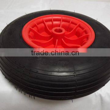 Beach cart wheel with plastic rim