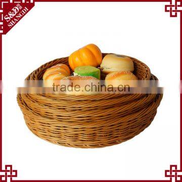 S&D Green environmental protected pe rattan wicker bread basket snacks dry fruit basket with net cover