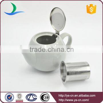 China Supplier Grey Ceramic Teapots Wholesale With Infuser Basket photo-3