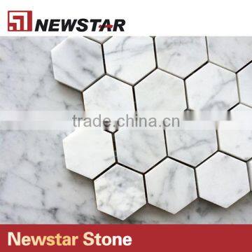 Newstar White Marble Hexagon Tile Designs Bianco Bathroom Floor Mosaic photo-4