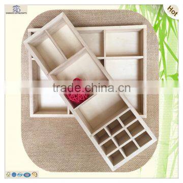 Mini Deep Divider Pine Plywood Wood Storage Box photo-4