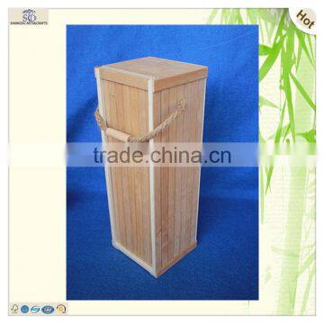 String Handle Single Bamboo Wooden Fruit Wine Gift Box photo-2
