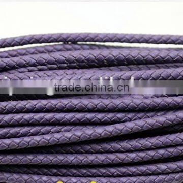 100% Handmade Weave 4mm Diameter Green Real Leather Cord photo-2