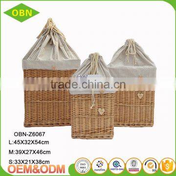 High quality hand woven fancy laundry basket wicker with cover of dirty laundry