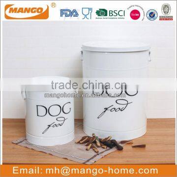 Hot Sale White Round Metal pet food storage container