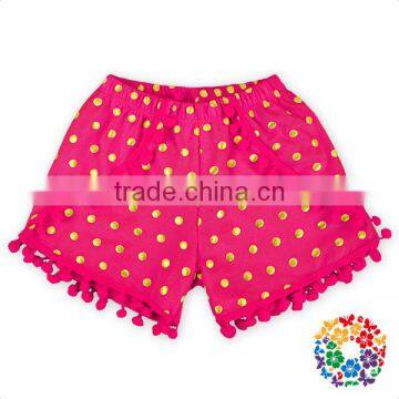 Summer Baby Toddler Girls' Polka Dot Pom Pom Trim Beach Shorts photo-3