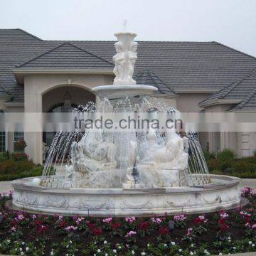 hand carving outdoor garden marble horse stone water fountains