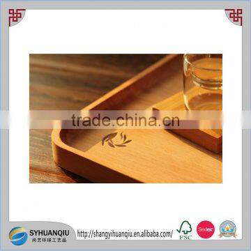 Natural Dessert Wood Tray Wood Serving Tray Wooden Serving Tray Platter Tea Tray photo-2