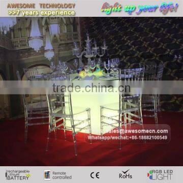 LED lighted up plastic restaurant table / banquet table set