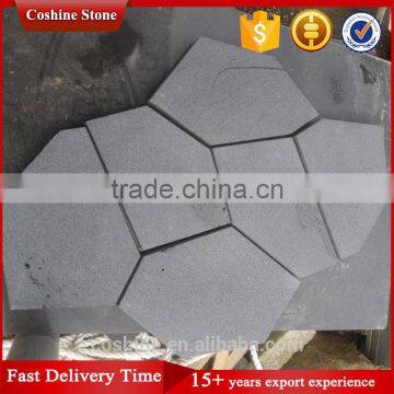 Black basalt thin irregular shaped paver