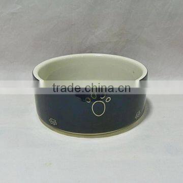 Black Round Ceramic Pet Bowl