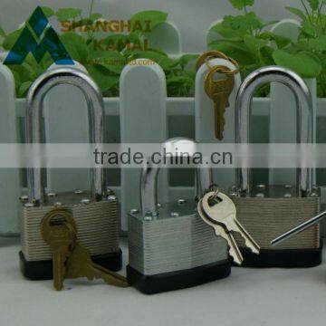 Aluminum Laminated Padlock With Rubber Cover and Chromed hardened steel shackle