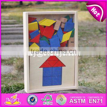 2017 New Design Toddlers Preschool Wooden Geometric Block Puzzle W14A161 photo-3