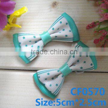 CF 0570 girls chic mini custom green ribbon bow tie clip