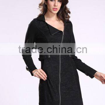 2014 New Fashion Ladies' Long Coat Asymmetrical Zipper Design Women Winter Overcoat photo-3