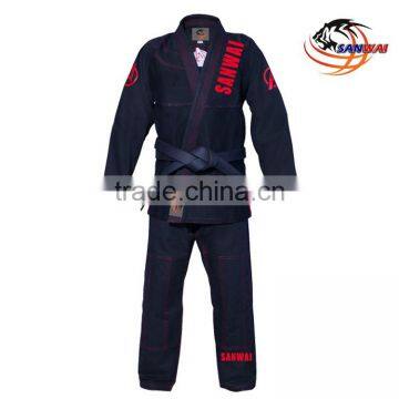 Brazilian jiu jitsu gi with embroidery and sublimation patches or blank black/white/blue col bjj gi for adult and kids