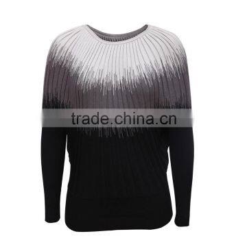 Ladies' Dip-dye Knitted Jumper With Batwing Sleeves