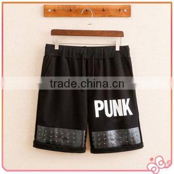 2015 best sell with leather rivet design wholesale custom hip hop pants for men