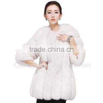 CX-G-A-219 Hot Sell High Quality Genuine Fox Fur Coat For Women