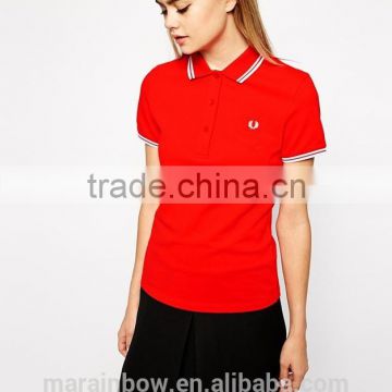 High Quality Girls Cotton Pique Polo T Shirt Custom Red Plain Womens Short Sleeve Polo Shirts Wholesale Slim Fit Polo Shirt