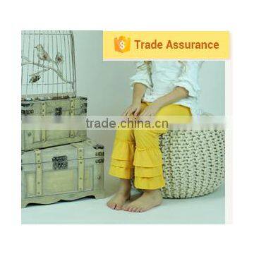 New Design Wholesale Kids Pant Strip Cotton Children's Clothing Wholesale Girls Triple Ruffle Pants photo-6