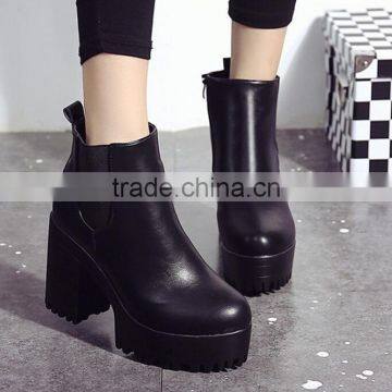 Zm50397b Autumn and Winter Europe Women Shoe Chunky Heels Brushed Lady Short Boots photo-2