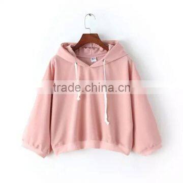 2016 wholesale womens hoodies plain pullover with adjustable drawstring