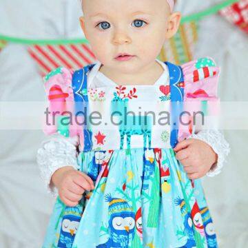 Baby Girl Christmas Dress Kids Reindeer Printed Flutter Sleeve Dress