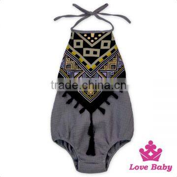 HYB150 Lovebaby Wholesale Backless Summer Cool Sleeveless Cotton Romper With Pom Pom ,hot Cotton Brand Clothing photo-3