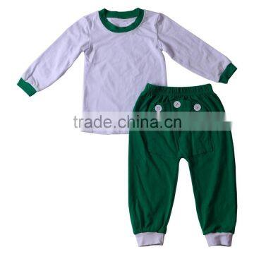 2017 Solid Tops & Pants With Buttons Kids Clothing Girls and Boys Outfits Baby Pajamas