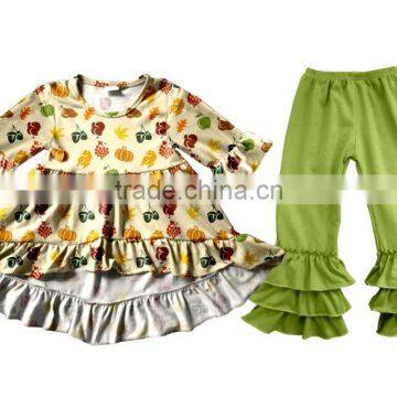 Halloween Fall Pumpkin lovely style Clothing Girls Boutique Childrens Ruffle Baby kids Clothes