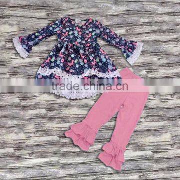 Yiwu manufacturer wholesale children soft outfit girls boutique clothing ruffle outfit lovely clothes set