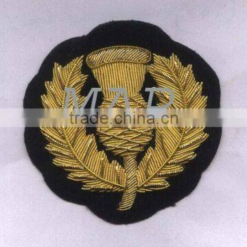 Hand Embroidery Thistle Badge,Bullion Wire Blazer Badge