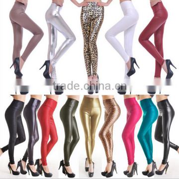 EY0042L 2015 new autumn and winter leather women PU high waist high elastic Leggings