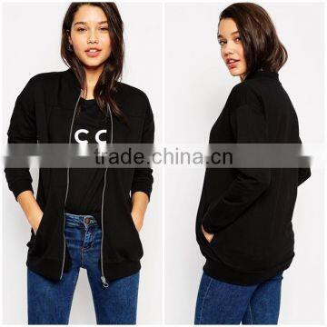 High quality stand collar long sleeve jersey fleece jacket for women