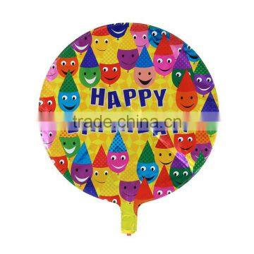 Aluminium Foil Balloons Party Decoration Round Multicolor Smile Face Message "Happy Birthday" Pattern