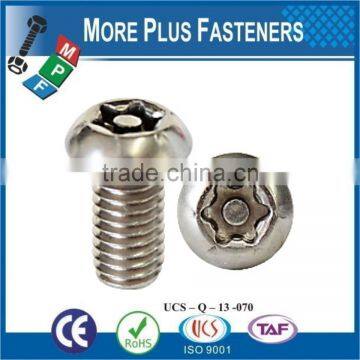 Made in Taiwan Button Head Torx Tamper Cap Screw