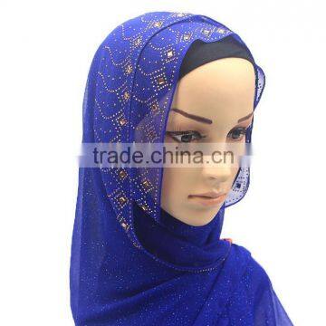 Hot Sale Muslim Chiffon Hijab Scarf With Glitters and Rhinestone Women Fashion Headscarves photo-2