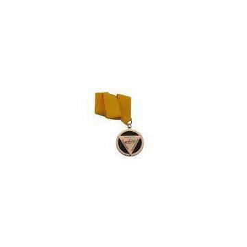 Die Casting Ribbon Medals with Imitation Hard Enamel, Copper Plating And Gold Plating, 2 Levels